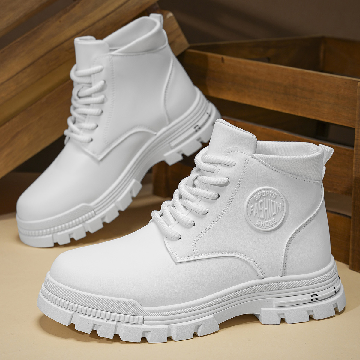 Men Shoes Type - Botas de motocicleta brancas elegantes para