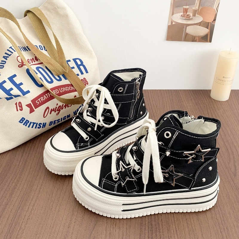 Canvas Sneaker High - Tênis Chunky Feminino Nova Versão Coreana,