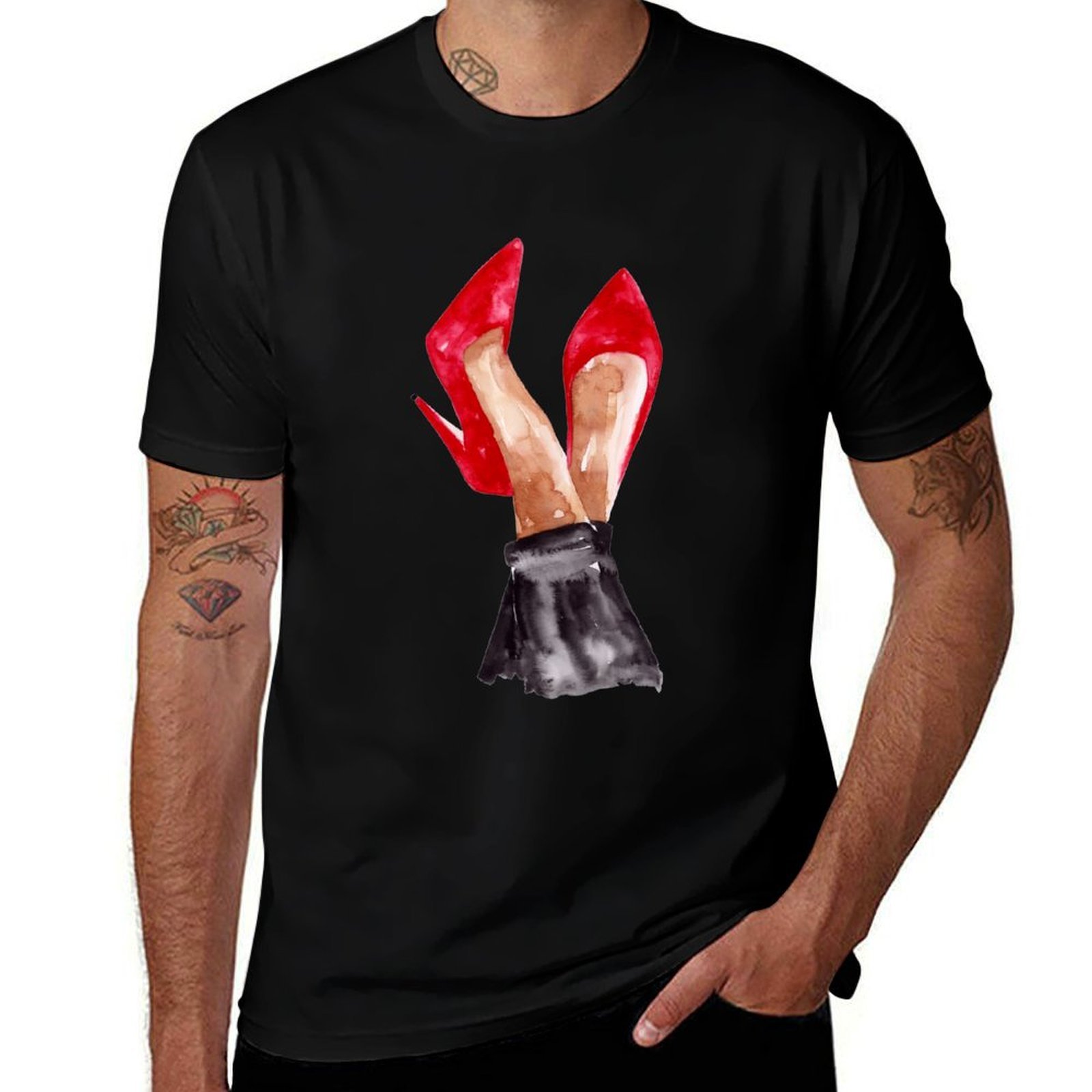 Men Shoes Illustration - Camiseta com ilustração em aquarela de