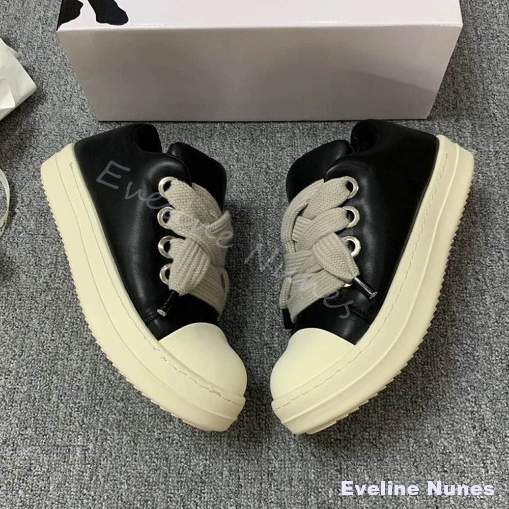 Canvas Sneaker High - Tênis plataforma unissex em couro preto