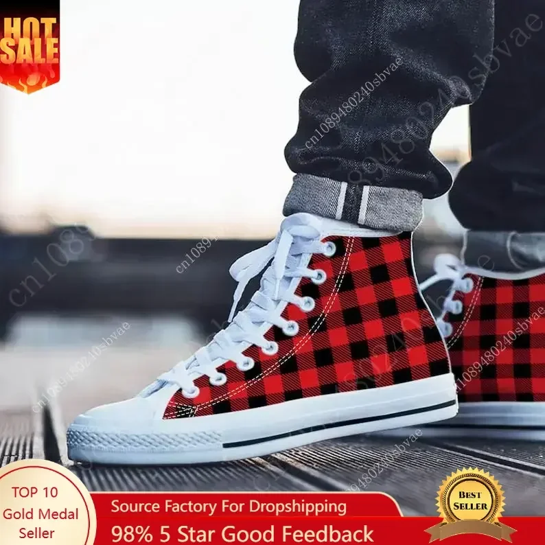 Xadrez sapatos de alta qualida - Canvas Sneaker High avaliação e preço