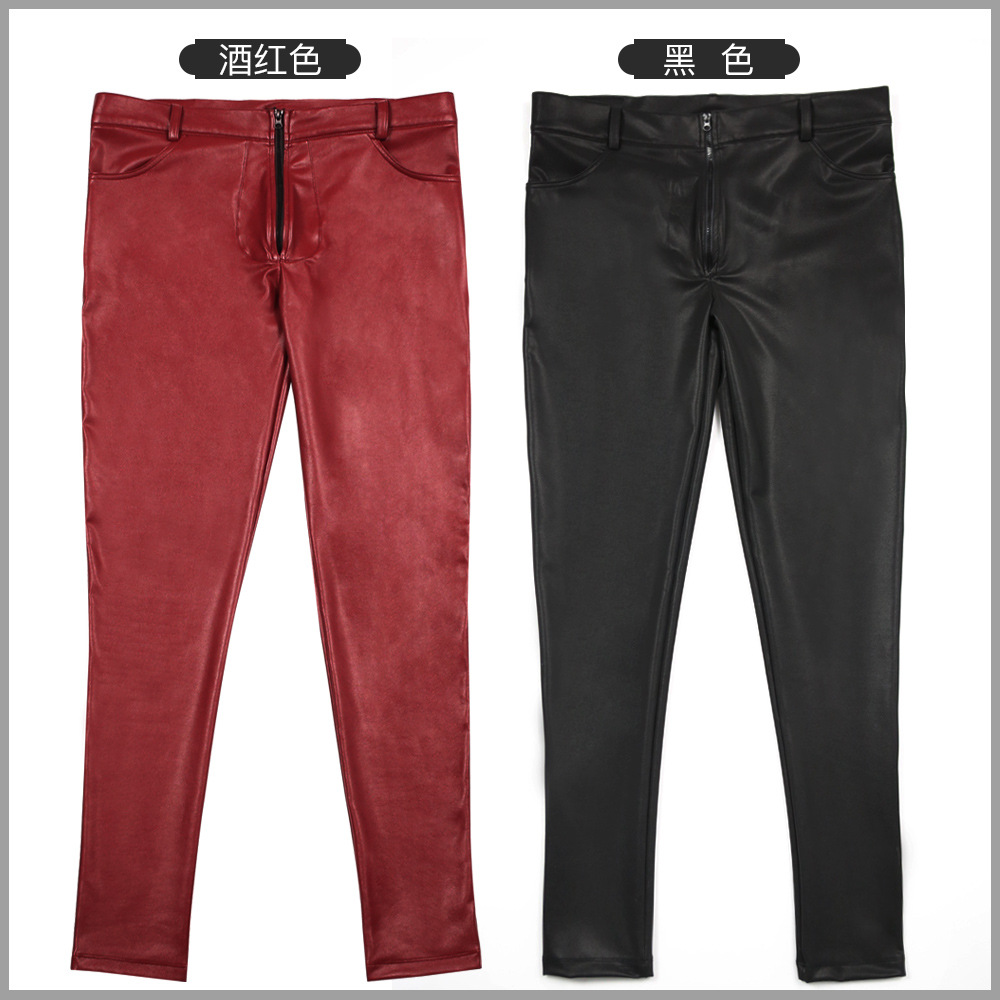Calça jeans skinny de couro pu - Men Shoes Jeans avaliação e preço