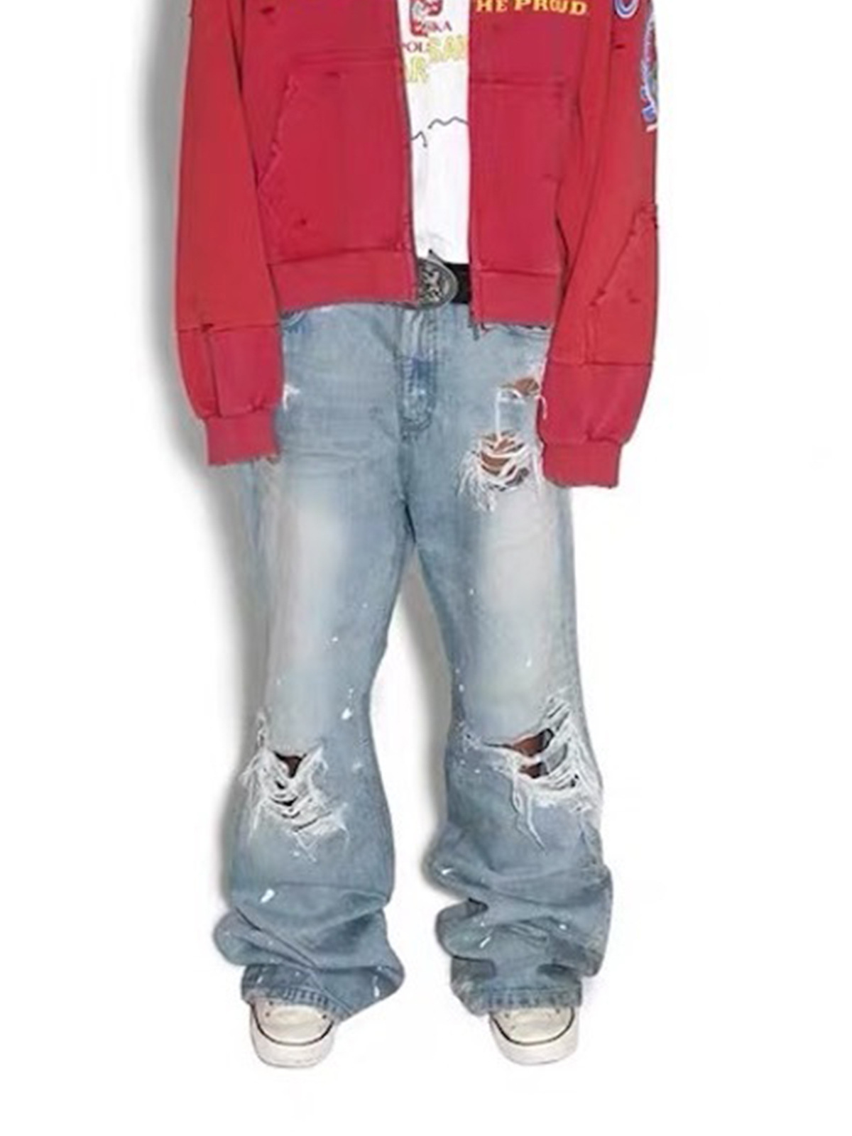 Mijko unissex rasgado slub jea - Men Shoes Jeans avaliação e preço