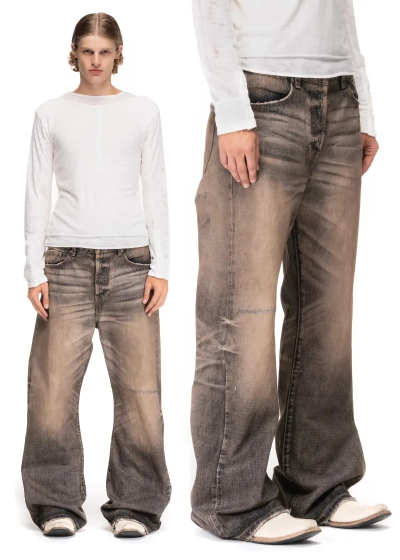 Jeans baggy bootcut desbotados - Men Shoes Jeans avaliação e preço